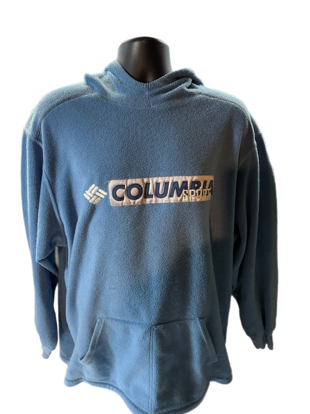 Vintage Columbia Men's Blue Fleece Hoodie